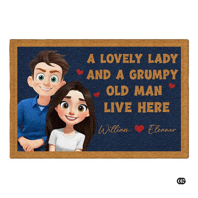 Personalized Family Couple Doormat, Custom Couple Husband Wife Doormat Gift, Outdoor Front Door Rug on Birthday, Christmas, Anniversaries, Valentine's Day for Him Her Woman (S4)