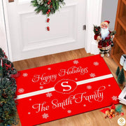 Personalized Christmas Doormat with Custom Family Name