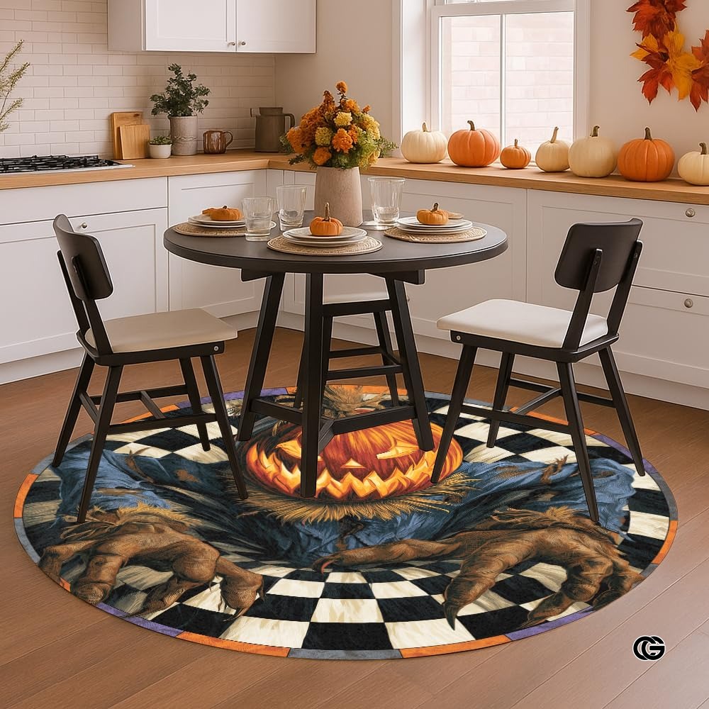 Custom Halloween 3D Effect Optical Illusion Spooky Round Rug (D10)
