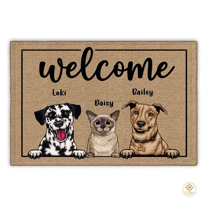 Personalized Dog Welcome Mat for Entryway and Front Door