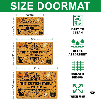 Halloween Door Mat Outdoor, Custom Spooky Welcome Mat with Black Cat and Pumpkin, Fall Front Door Mat for Porch Entryway Decor #5
