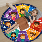 Wheel of Feelings and Emotions Round Rug, Educational Mental Health Rug for Classroom, Educational Animal Shape School Mat, Back to School Gift (Feeling 2)