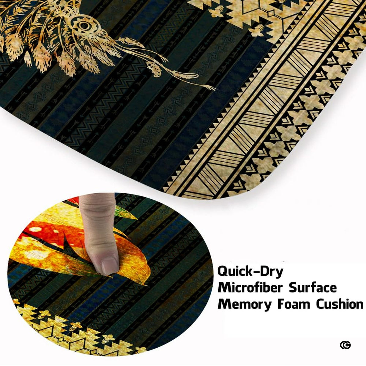 Overhead perspective of teepee tents and dreamcatcher patterns on native american region map decor.