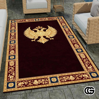 Personalized Orthodox Cross Rug with Byzantine Eagle