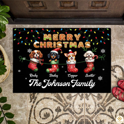 Personalized Christmas Doormat with Custom Family Name and Text