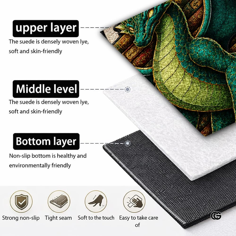 Custom Dragon Shaped Area Rug, Personalized Library Western Dragon Shaped Floor Mat Book Rug, Non-Slip Reading Room Carpet for Living Room, Bedroom, Dorm, Kids Room, Fans Lover (D10)