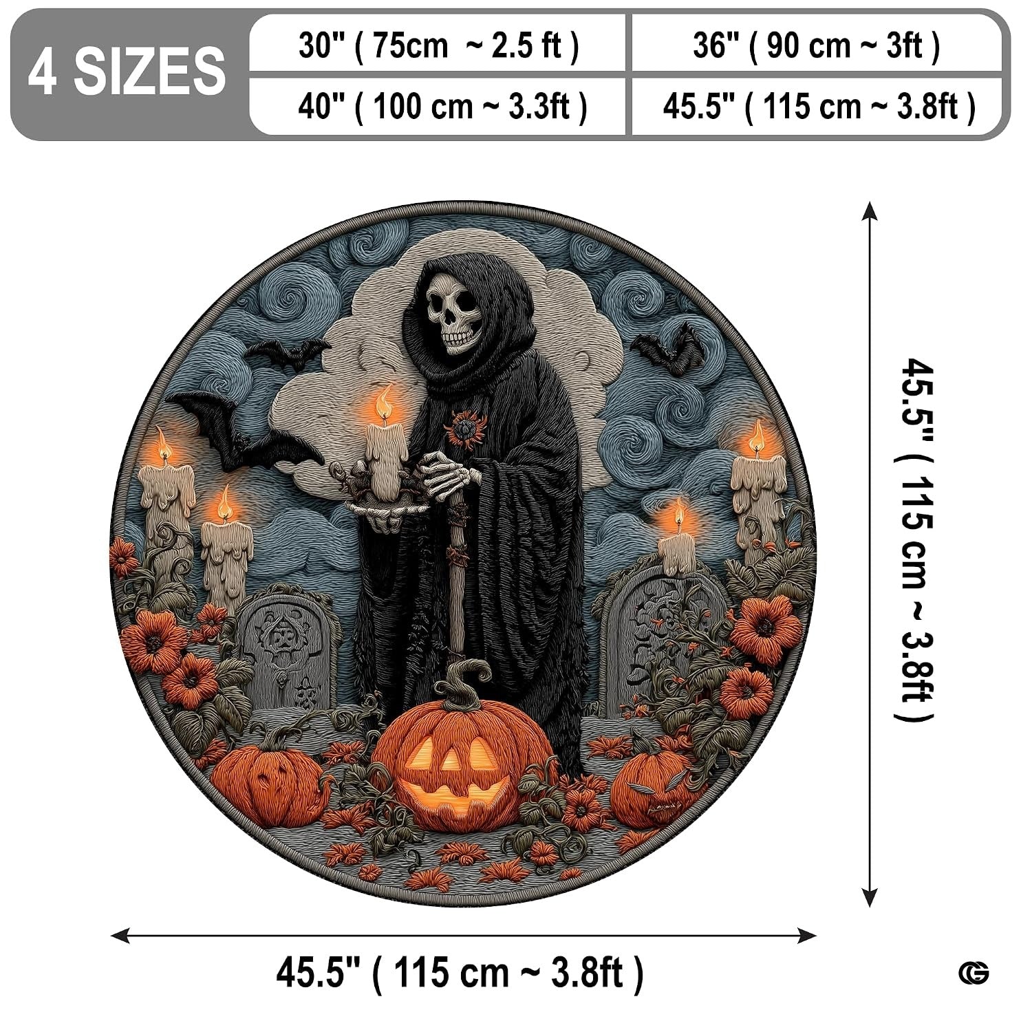 Custom Halloween 3D Optical Illusion Round Rug Skeleton Horror Area Rug (1, #3)