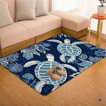Artistic angle highlighting aquatic sea anemones and turtle illustrations across the decorative accent of the coastal... - thumbnail image 7 of 7