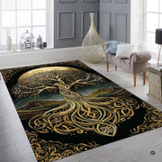 Artistic gold and black Celtic tree of life symbol floor accent displaying rich ornamental details. - thumbnail image 8 of 8
