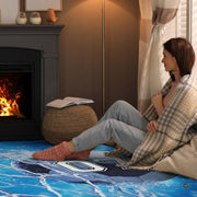 Detailed angle view displaying rich print clarity on the soccer goal net area rug. - thumbnail image 8 of 8