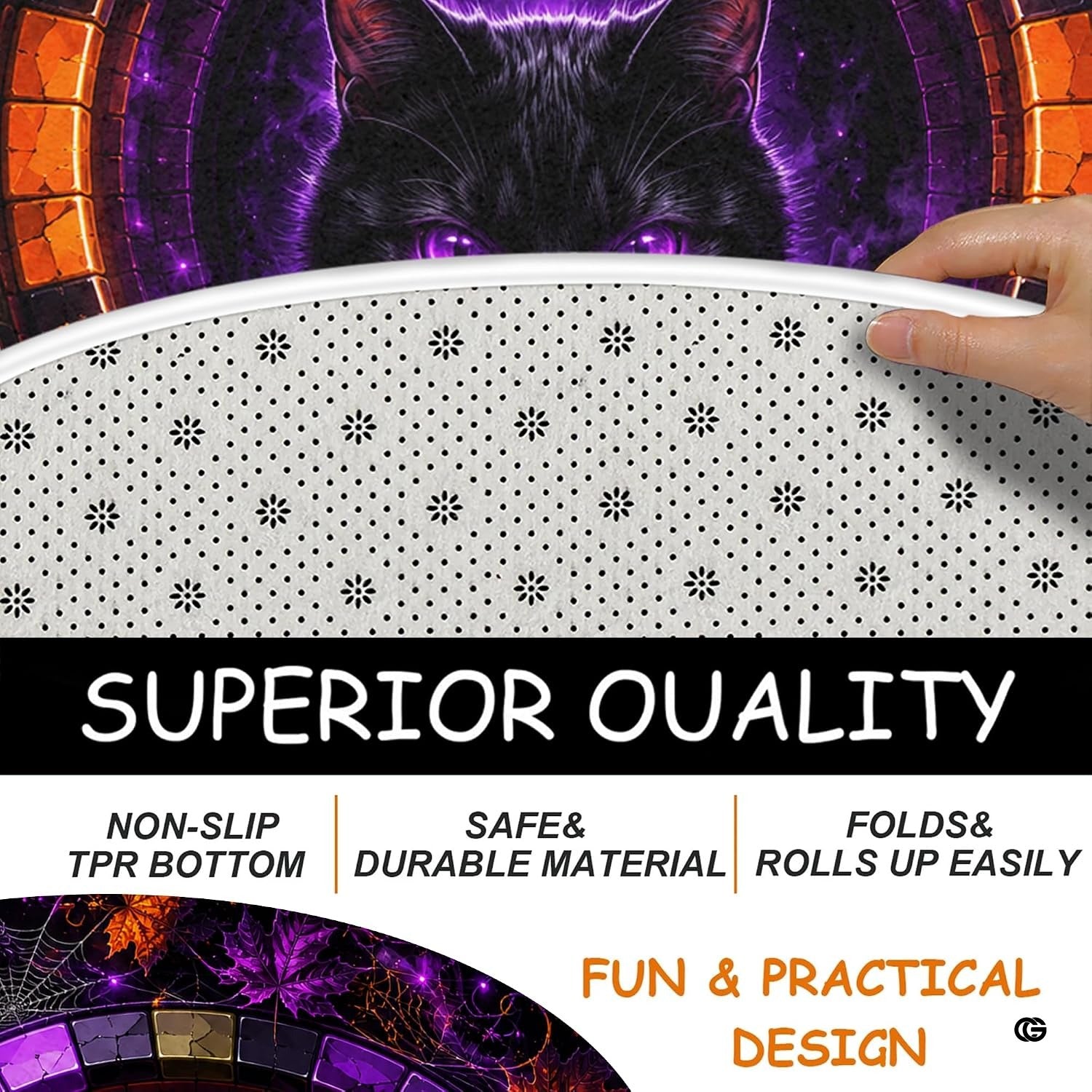 Custom Halloween 3D Optical Illusion Round Rug Skeleton Horror Area Rug (1, #14)