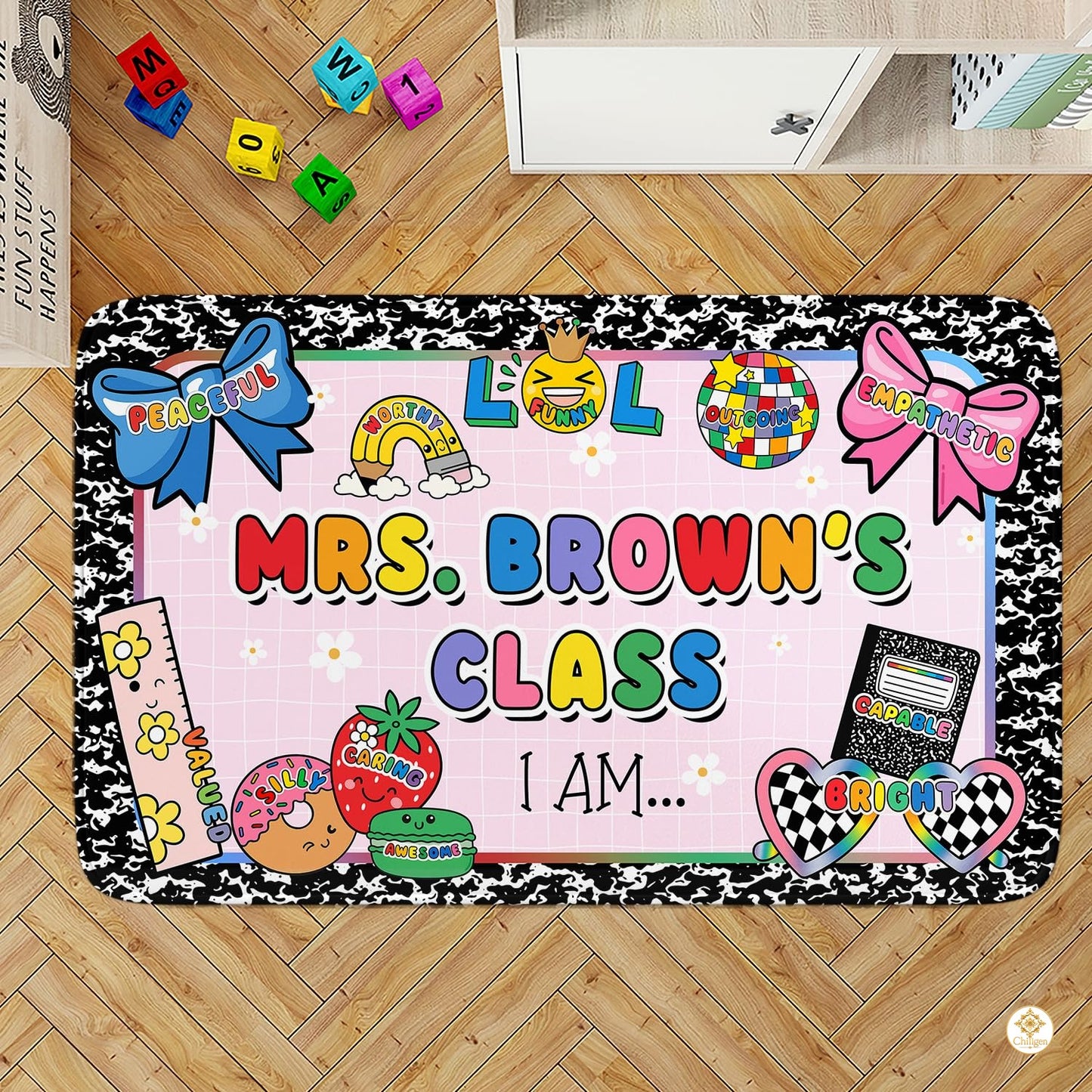 Custom Composition Notebook Classroom Rug for Kids - Clipboard Style / 2' x 3' (Rectangular)