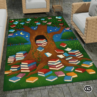 Custom Tree of Knowledge Welcome Mat with Floral Design - Style 2