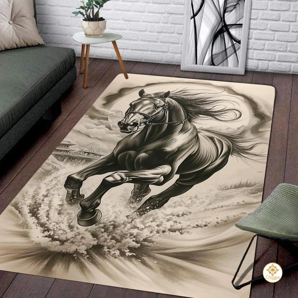 Custom Running Horse Welcome Mat for Front Door and Entryway