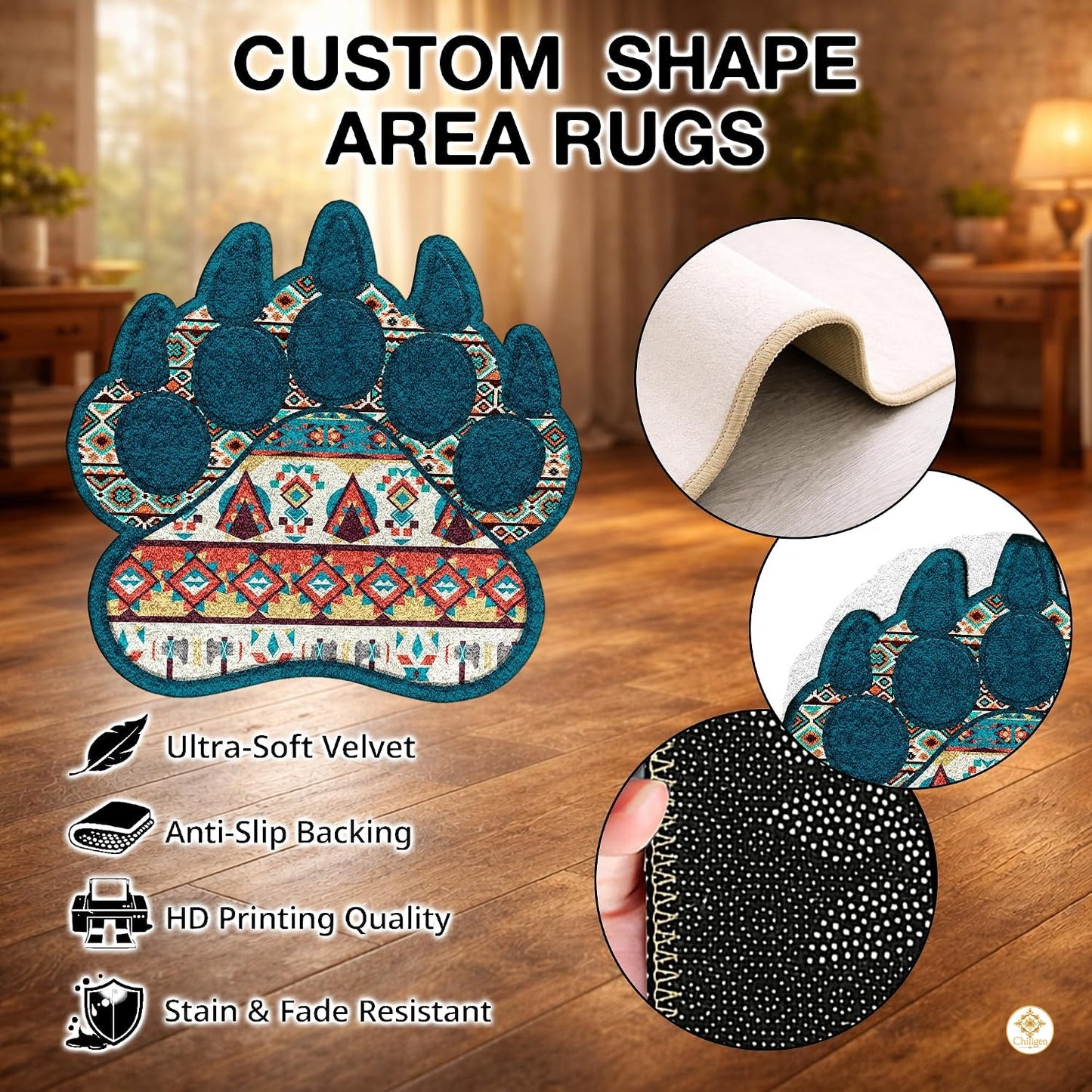 Custom Bear Paw Welcome Mat with Non Slip Backing - A1