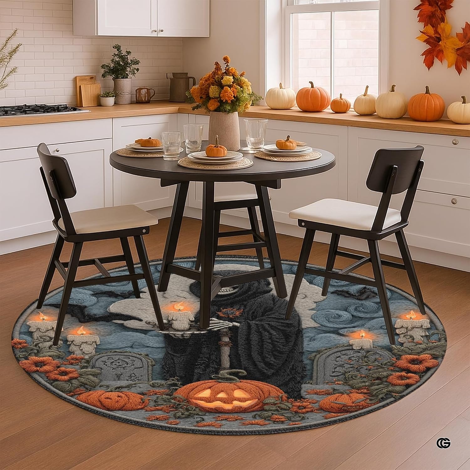 Custom Halloween 3D Optical Illusion Round Rug Skeleton Horror Area Rug (1, #3)