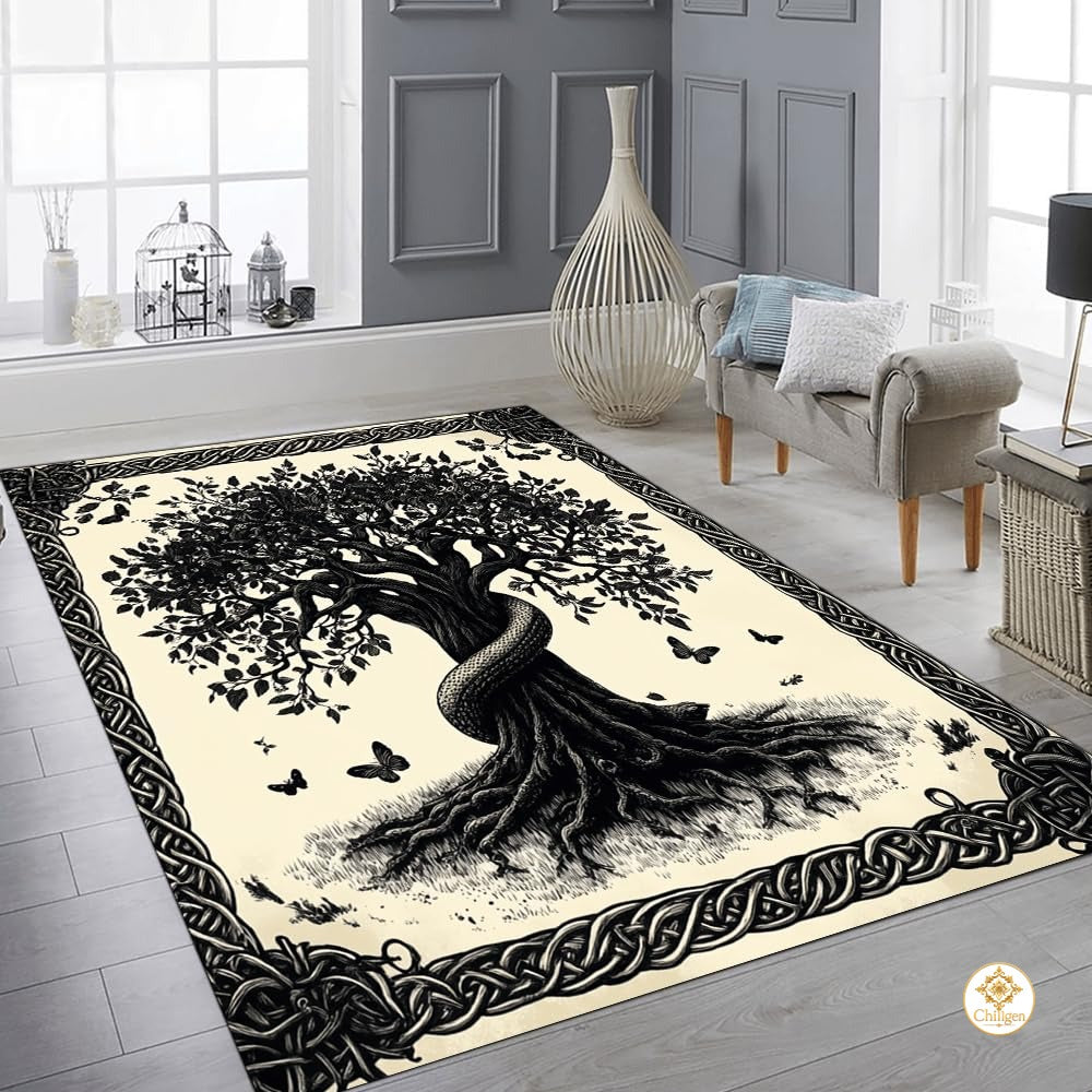 Custom Family Name Welcome Mat with Tree of Life and Address - Tree-ds18