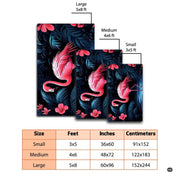 Soft low-pile microfiber fabric and foam cushioning detail of midnight flamingo rug - thumbnail image 3 of 7