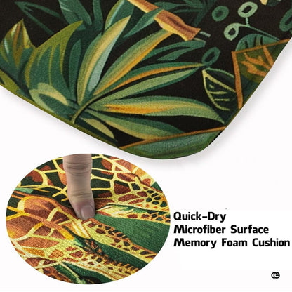 Closeup showing plush microfiber texture and jungle leaf pattern details - thumbnail image 3 of 7