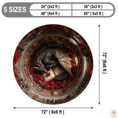 Personalized Dragon Welcome Mat with 3D Effect and Library Art