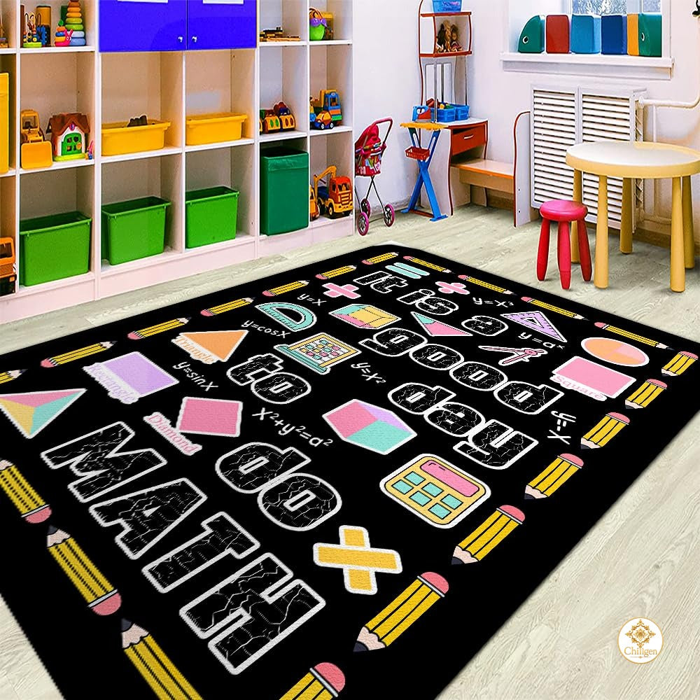 Custom Mathematics Classroom Rug for School and Playroom