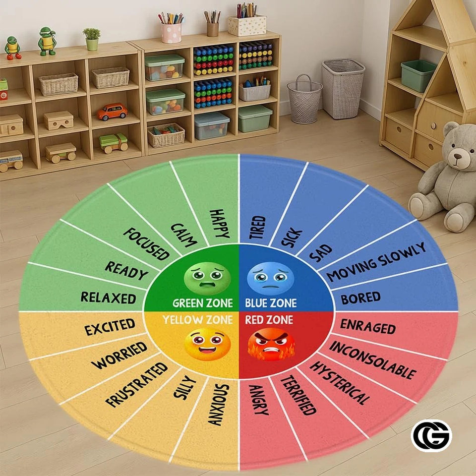 Custom Feelings Wheel Welcome Mat for Classroom and Office