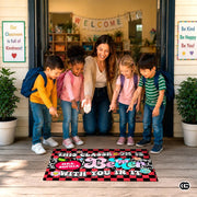 Personalized Welcome Doormat with Teacher Name and Notebook Pattern
