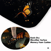 Close up texture detail of sunflower butterfly area rug soft pile surface and hemmed edges. - thumbnail image 3 of 7