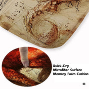 Leonardo da Vinci style red dragon anatomy sketch on vintage handwritten parchment paper area rug. - thumbnail image 3 of 8