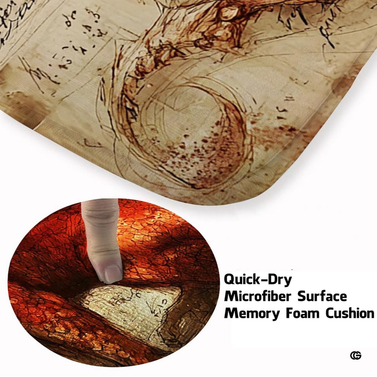 Leonardo da Vinci style red dragon anatomy sketch on vintage handwritten parchment paper area rug. - image 3 of 8