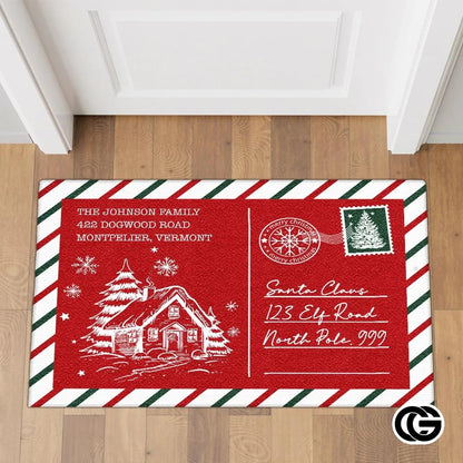 Personalized Christmas Doormat with Custom Family Name and Text