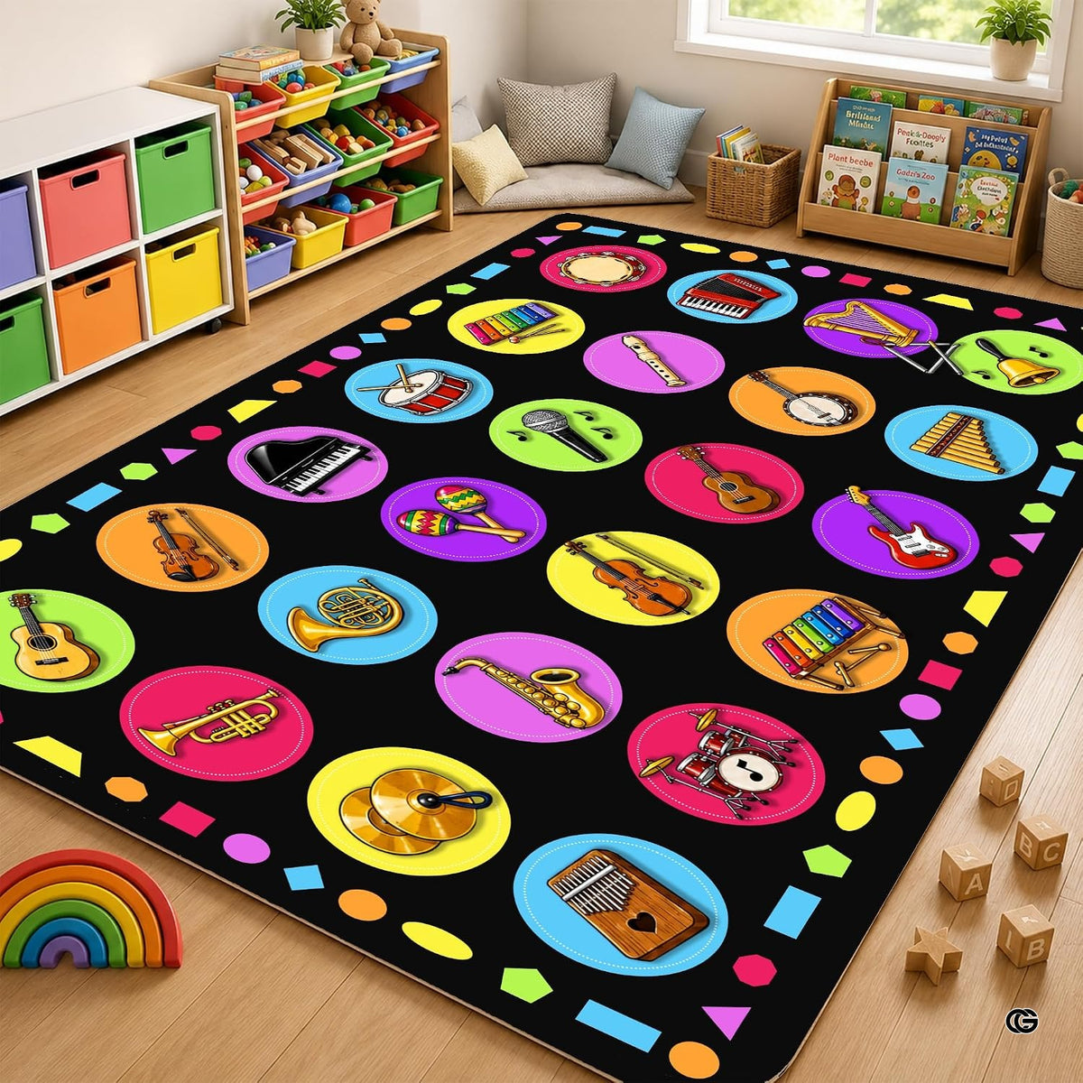 Musical instruments learning circles kids area rug - view 1