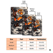 Dimensions and sizing chart for Japanese pine tree tiger waves area rug - thumbnail image 2 of 8