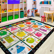 Elementary classroom reading nook mockup highlighting the 2D and 3D shapes math rug - thumbnail image 2 of 9