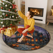 Custom Halloween 3D Optical Illusion Round Rug Skeleton Horror Area Rug (1, #16)