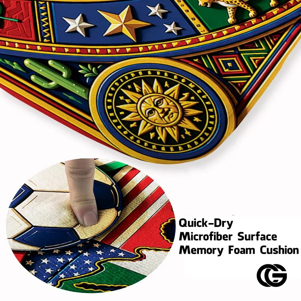 Personalized Soccer Welcome Mat with Custom Name and Trophy - D3