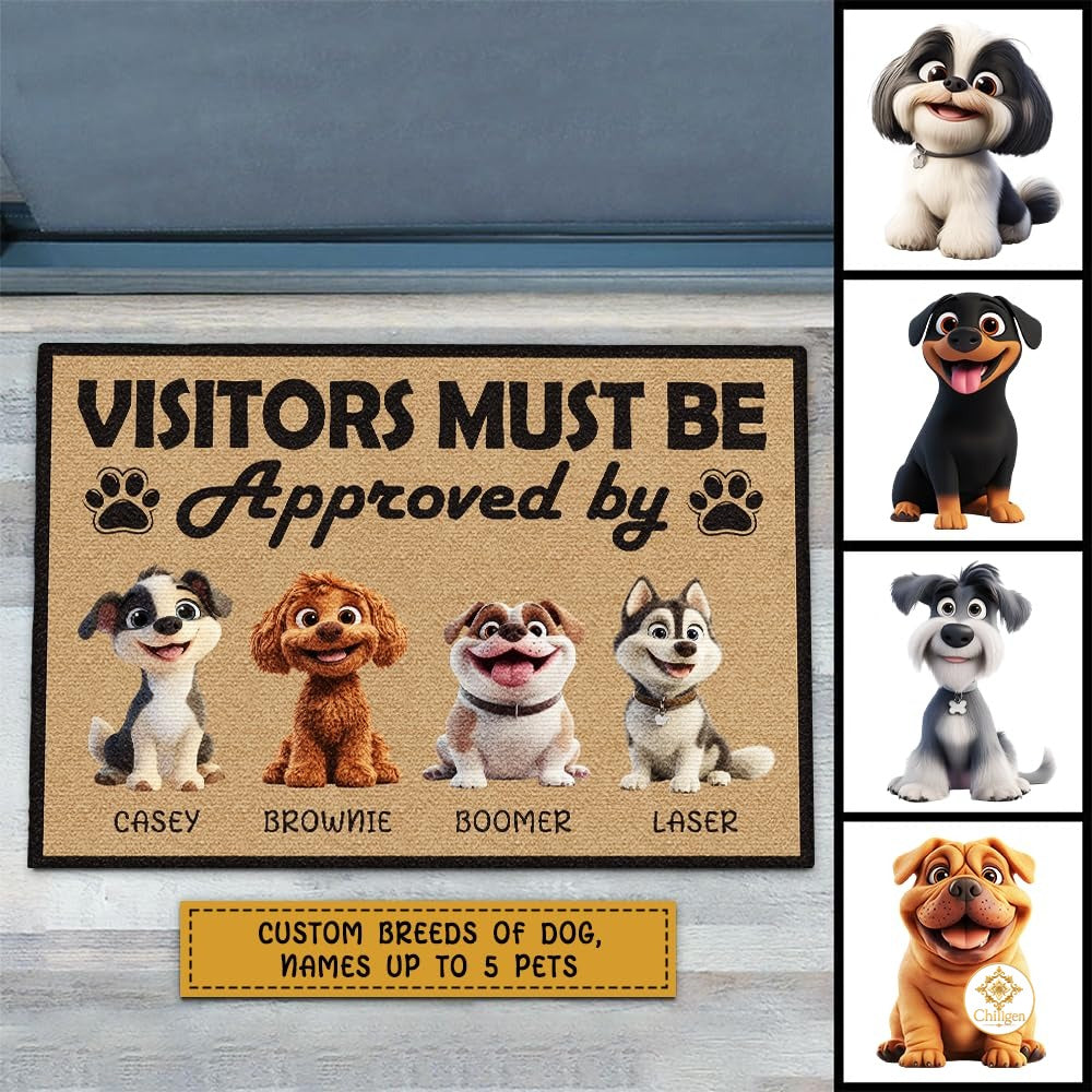 Personalized Dog Welcome Mat with Custom Text and Non Slip Backing - Style #3