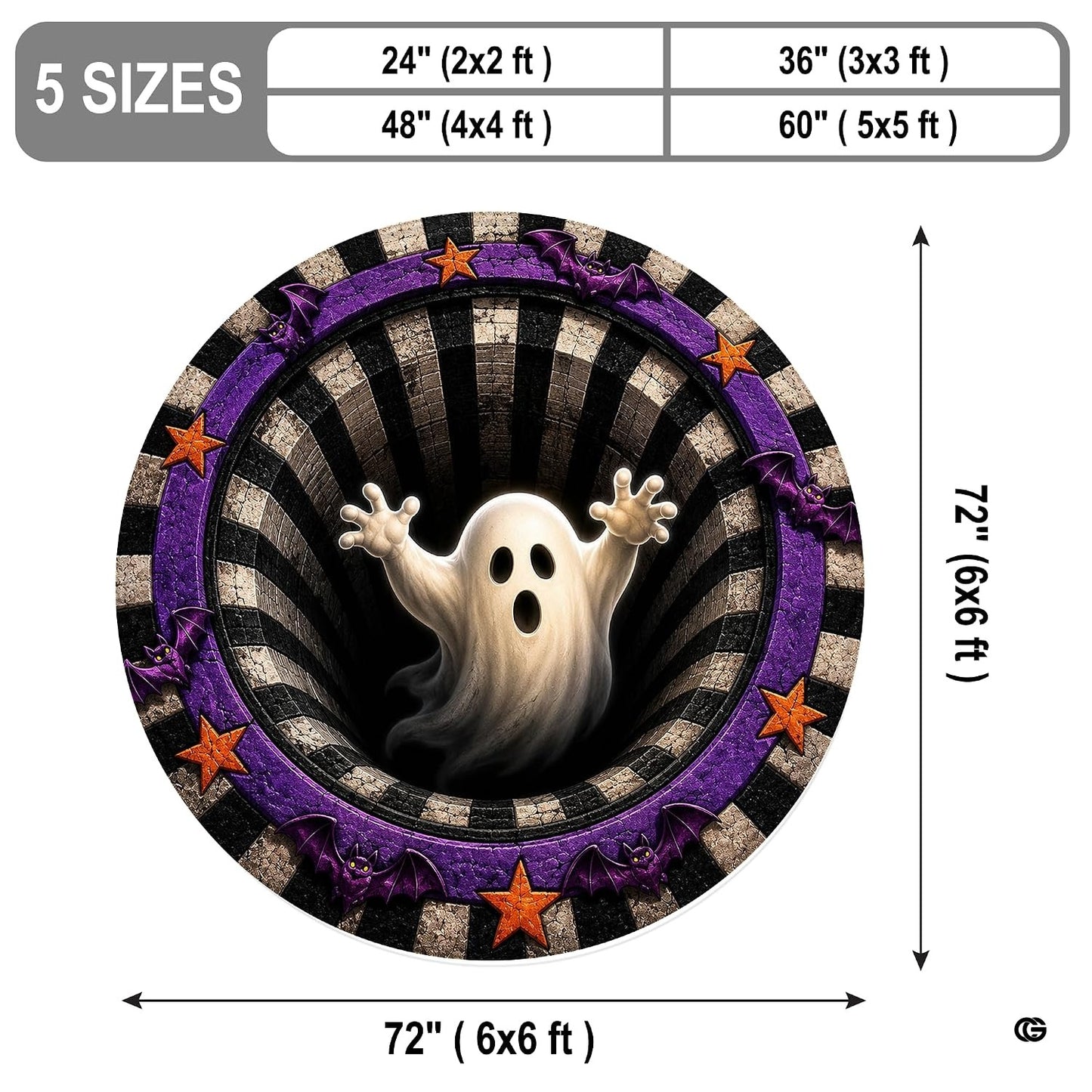 Custom Halloween 3D Optical Illusion Round Rug Skeleton Horror Area Rug (1, #12)