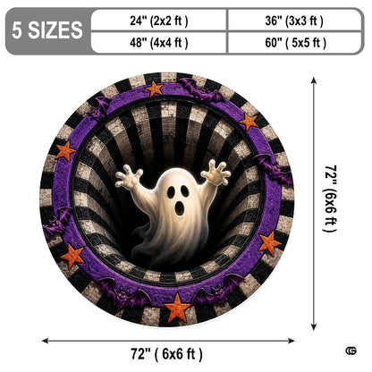 Custom Halloween 3D Optical Illusion Round Rug Skeleton Horror Area Rug (1, #12)
