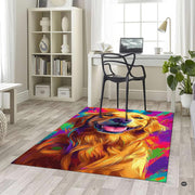 Home office desk setup with swivel chair placed over the artistic pop art golden retriever area rug - thumbnail image 5 of 5
