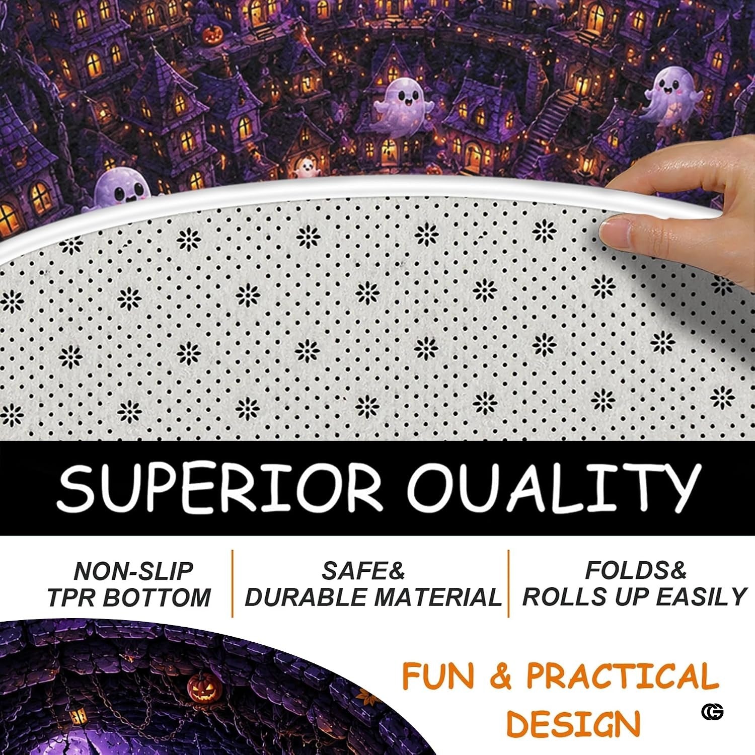 Custom Halloween 3D Optical Illusion Round Rug Skeleton Horror Area Rug (1, #8)