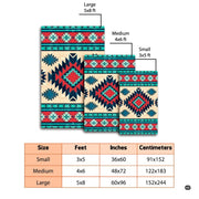 Living room floor mockup highlighting the Aztec geometric rug beside wicker seating - thumbnail image 2 of 7