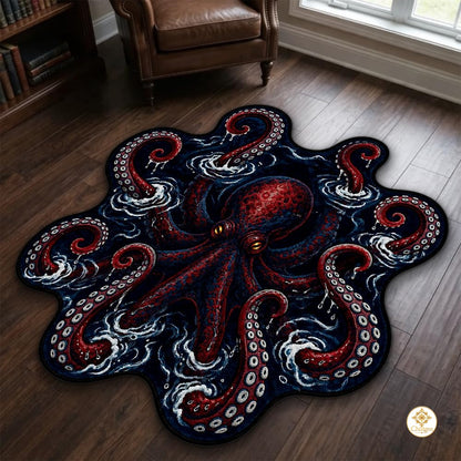 Custom Octopus Welcome Mat with Sea Monster Design