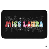 Sign language wildflower teacher classroom illustration rectangular area rug.