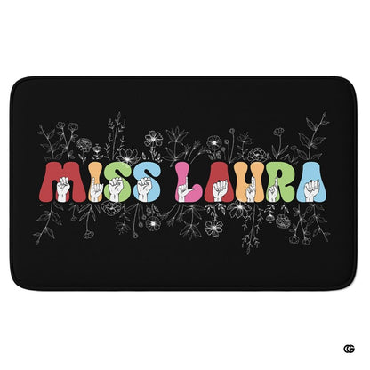 Sign language wildflower teacher classroom illustration rectangular area rug. - thumbnail image 1 of 9