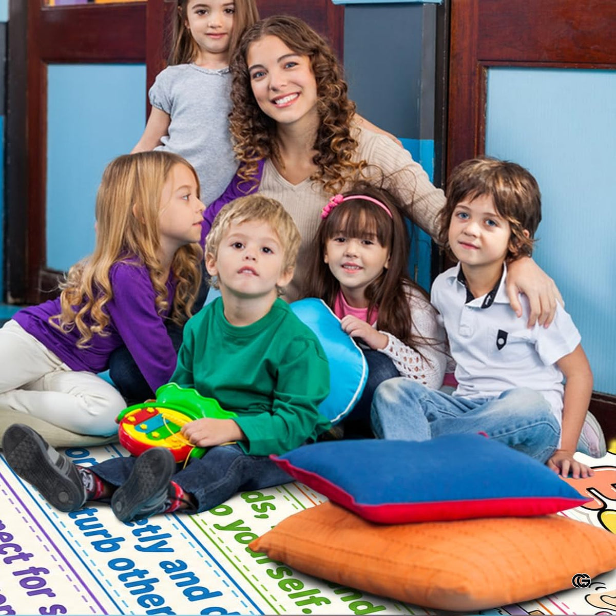 Non-slip grip backing texture and resilient construction of educational area rug. - image 6 of 7
