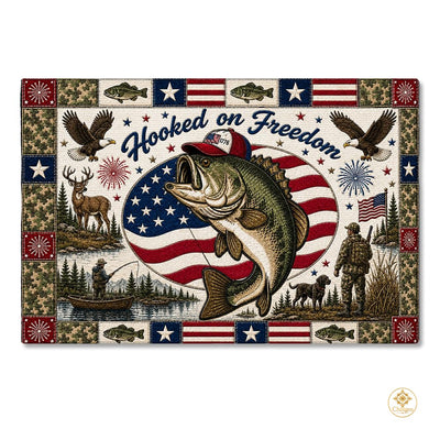 Personalized Hunting Doormat with Custom Family Name and Flag - D5