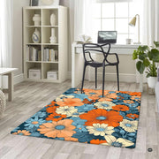 Lifestyle scene featuring family lounging on retro floral area rug. - thumbnail image 5 of 5