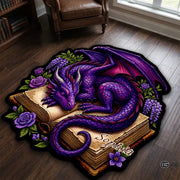 Custom Dragon Shaped Area Rug, Personalized Library Western Dragon Shaped Floor Mat Book Rug, Non-Slip Reading Room Carpet for Living Room, Bedroom, Dorm, Kids Room, Fans Lover (D6)