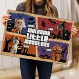 Custom Halloween Dog Doormat with Pumpkin and Bats - Style #1